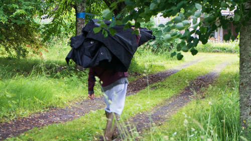 Packa ihop bastutältet - Hur länge tar det för kaminen att kylas ner?